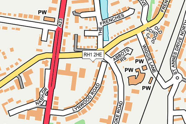 RH1 2HE map - OS OpenMap – Local (Ordnance Survey)