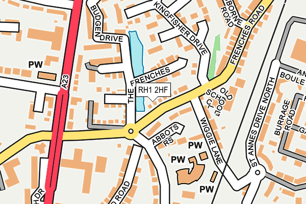RH1 2HF map - OS OpenMap – Local (Ordnance Survey)