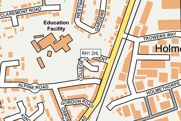 RH1 2HL map - OS OpenMap – Local (Ordnance Survey)