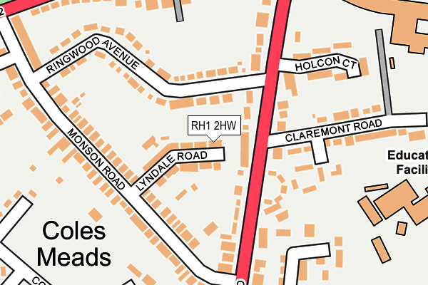 RH1 2HW map - OS OpenMap – Local (Ordnance Survey)