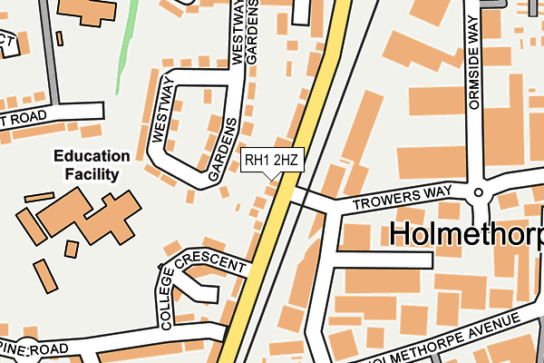 RH1 2HZ map - OS OpenMap – Local (Ordnance Survey)