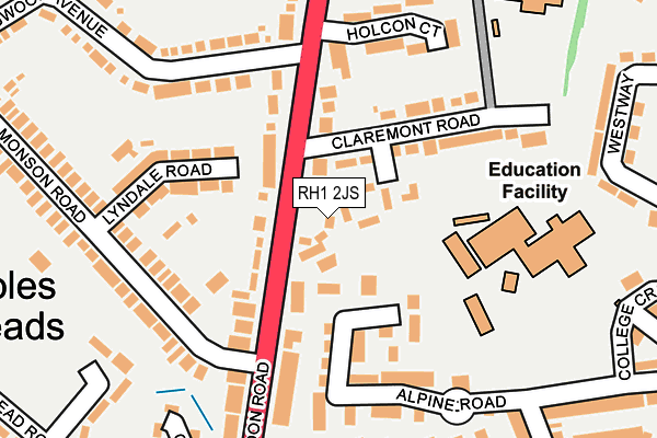 RH1 2JS map - OS OpenMap – Local (Ordnance Survey)