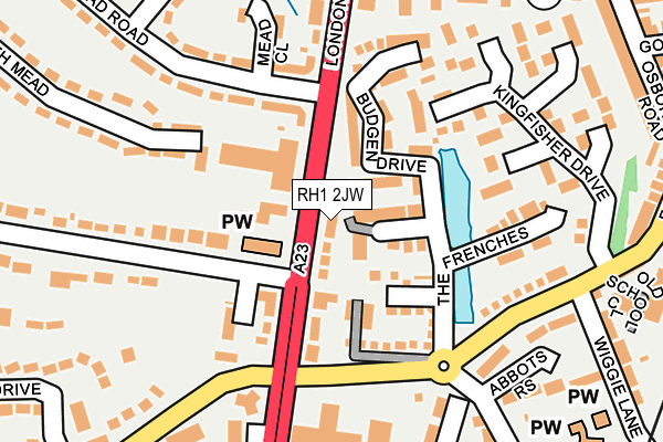 RH1 2JW map - OS OpenMap – Local (Ordnance Survey)