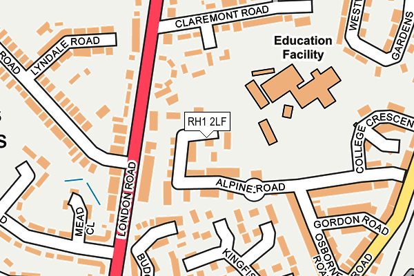 RH1 2LF map - OS OpenMap – Local (Ordnance Survey)