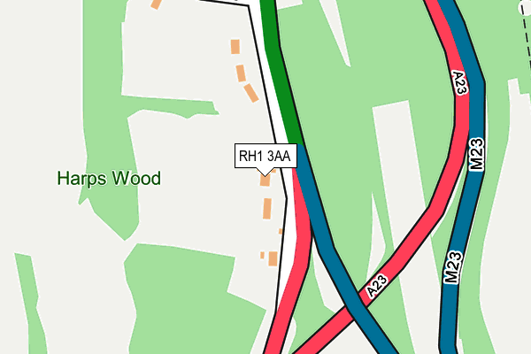 RH1 3AA map - OS OpenMap – Local (Ordnance Survey)