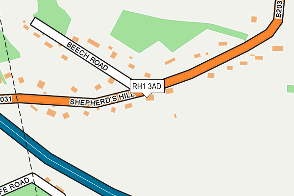 RH1 3AD map - OS OpenMap – Local (Ordnance Survey)