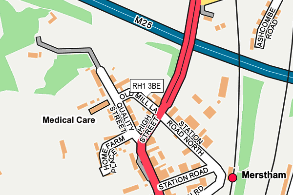 RH1 3BE map - OS OpenMap – Local (Ordnance Survey)