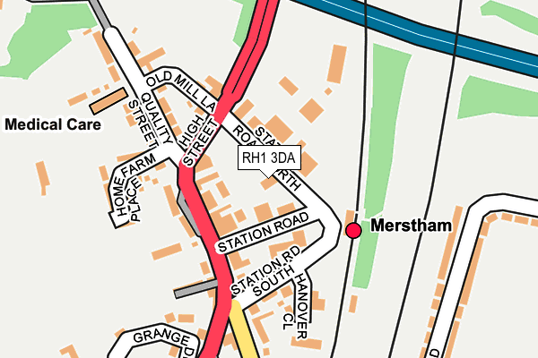 RH1 3DA map - OS OpenMap – Local (Ordnance Survey)