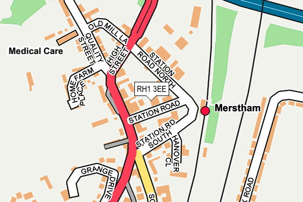 RH1 3EE map - OS OpenMap – Local (Ordnance Survey)