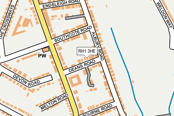 RH1 3HE map - OS OpenMap – Local (Ordnance Survey)