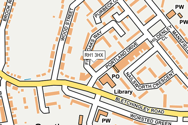 RH1 3HX map - OS OpenMap – Local (Ordnance Survey)