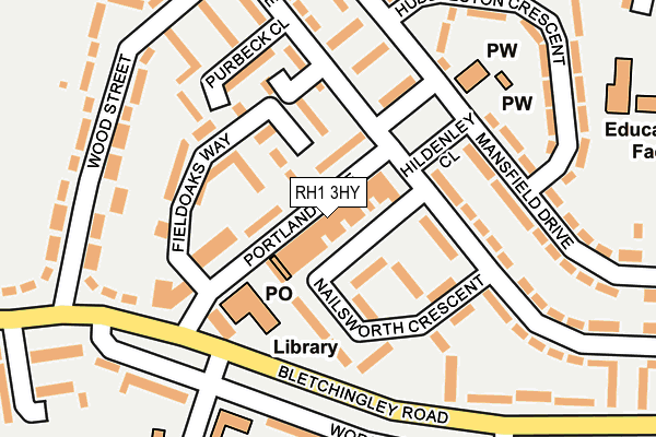 RH1 3HY map - OS OpenMap – Local (Ordnance Survey)