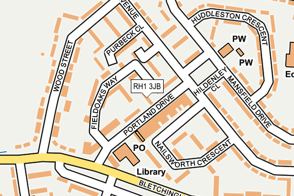 RH1 3JB map - OS OpenMap – Local (Ordnance Survey)