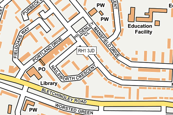 RH1 3JD map - OS OpenMap – Local (Ordnance Survey)