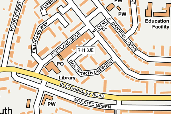 RH1 3JE map - OS OpenMap – Local (Ordnance Survey)