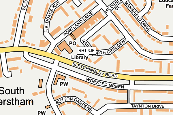 RH1 3JF map - OS OpenMap – Local (Ordnance Survey)