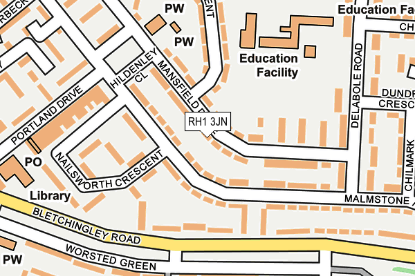 RH1 3JN map - OS OpenMap – Local (Ordnance Survey)