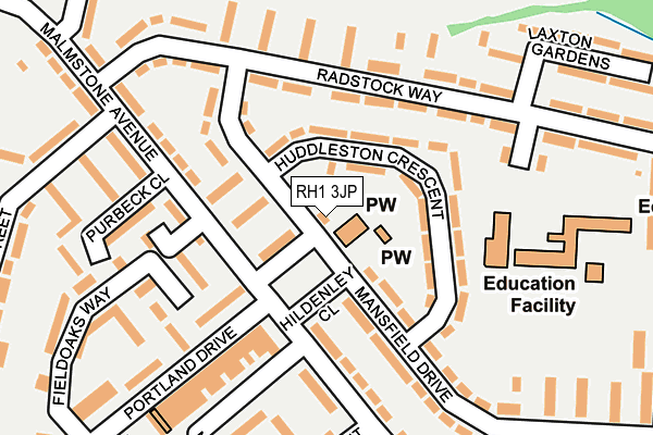 RH1 3JP map - OS OpenMap – Local (Ordnance Survey)