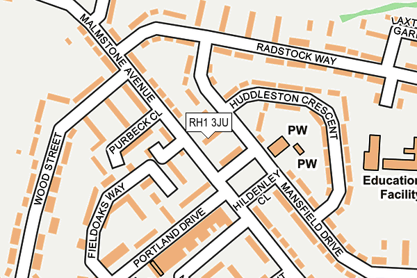 RH1 3JU map - OS OpenMap – Local (Ordnance Survey)