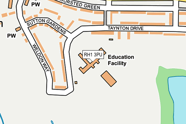 RH1 3PU map - OS OpenMap – Local (Ordnance Survey)