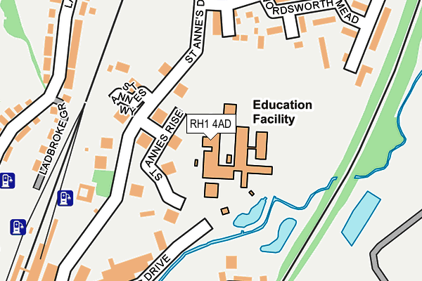 RH1 4AD map - OS OpenMap – Local (Ordnance Survey)