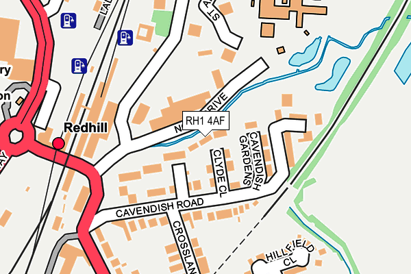 RH1 4AF map - OS OpenMap – Local (Ordnance Survey)