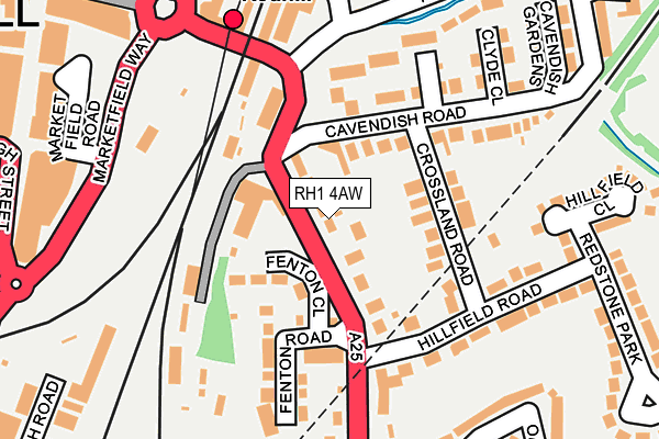 RH1 4AW map - OS OpenMap – Local (Ordnance Survey)