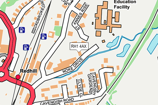 RH1 4AX map - OS OpenMap – Local (Ordnance Survey)