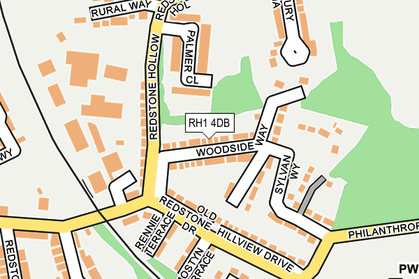 RH1 4DB map - OS OpenMap – Local (Ordnance Survey)