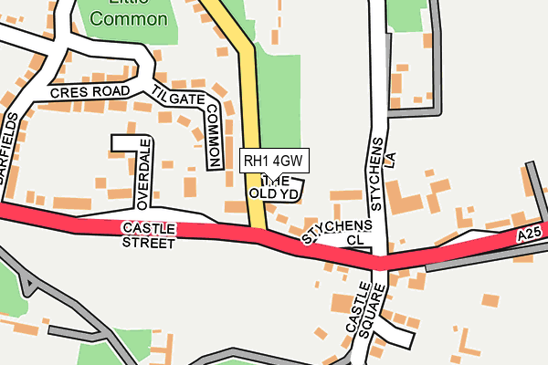 RH1 4GW map - OS OpenMap – Local (Ordnance Survey)