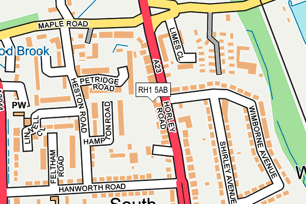 RH1 5AB map - OS OpenMap – Local (Ordnance Survey)