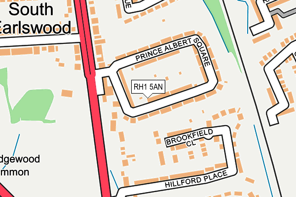 RH1 5AN map - OS OpenMap – Local (Ordnance Survey)