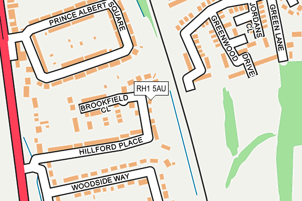 RH1 5AU map - OS OpenMap – Local (Ordnance Survey)