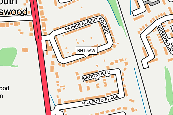 RH1 5AW map - OS OpenMap – Local (Ordnance Survey)