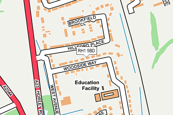 RH1 5BD map - OS OpenMap – Local (Ordnance Survey)