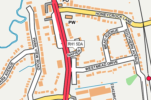 RH1 5DA map - OS OpenMap – Local (Ordnance Survey)