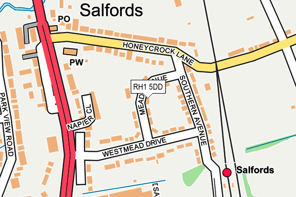 RH1 5DD map - OS OpenMap – Local (Ordnance Survey)