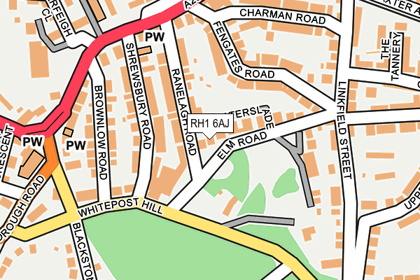 RH1 6AJ map - OS OpenMap – Local (Ordnance Survey)