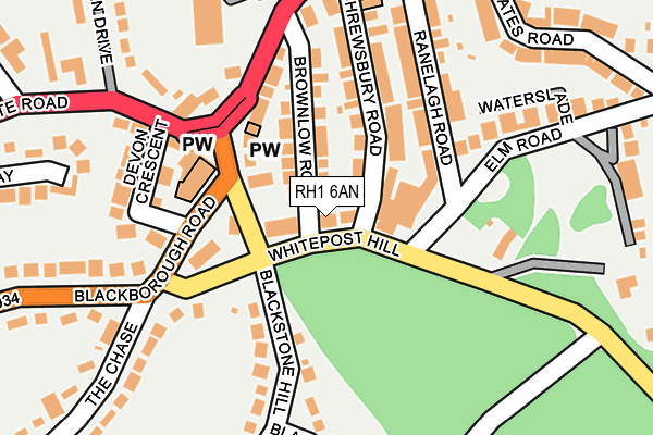 RH1 6AN map - OS OpenMap – Local (Ordnance Survey)