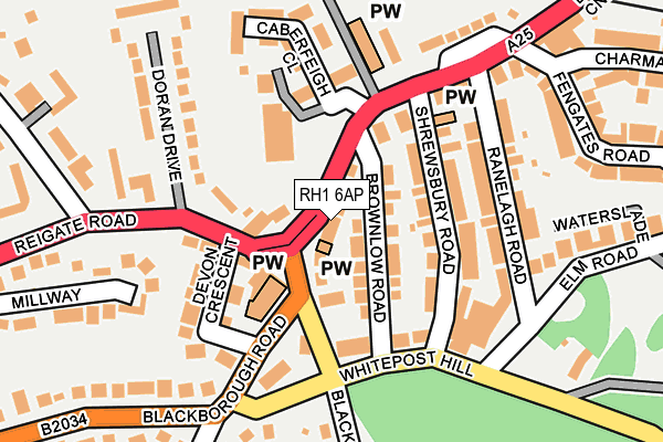 RH1 6AP map - OS OpenMap – Local (Ordnance Survey)