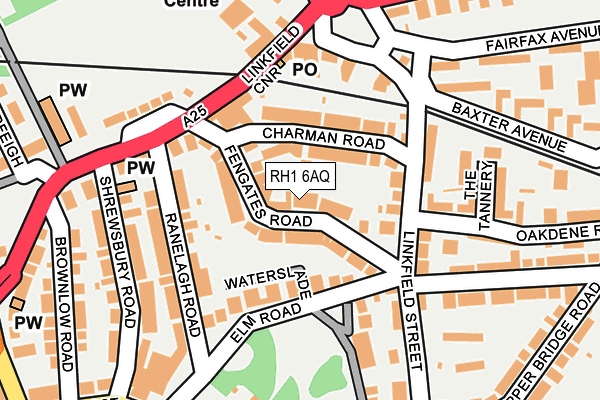 RH1 6AQ map - OS OpenMap – Local (Ordnance Survey)