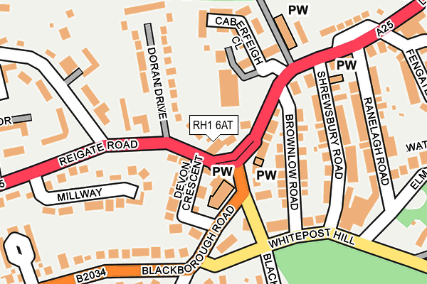 RH1 6AT map - OS OpenMap – Local (Ordnance Survey)