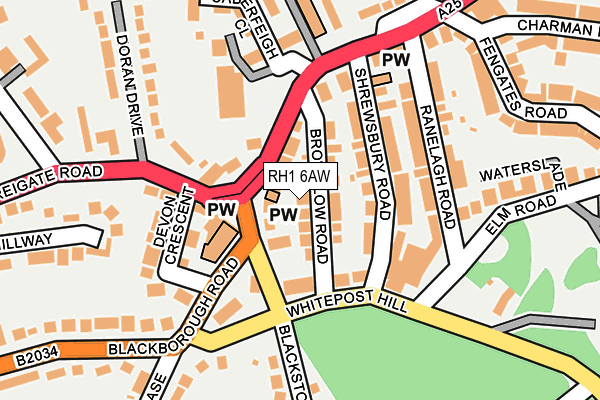RH1 6AW map - OS OpenMap – Local (Ordnance Survey)