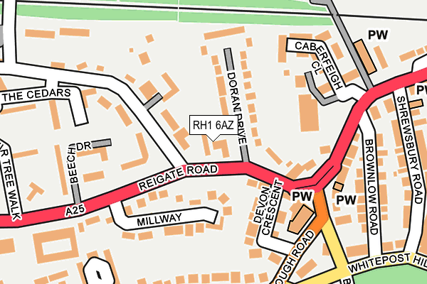 RH1 6AZ map - OS OpenMap – Local (Ordnance Survey)