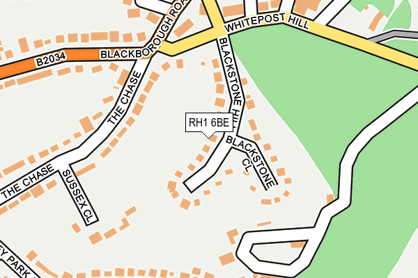 RH1 6BE map - OS OpenMap – Local (Ordnance Survey)