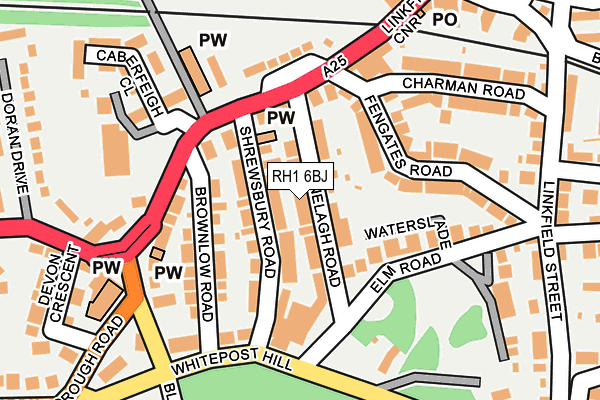 RH1 6BJ map - OS OpenMap – Local (Ordnance Survey)
