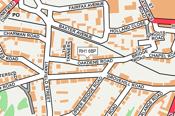RH1 6BP map - OS OpenMap – Local (Ordnance Survey)