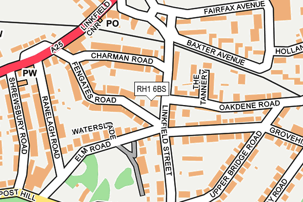 RH1 6BS map - OS OpenMap – Local (Ordnance Survey)