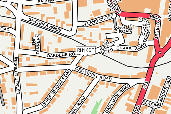 RH1 6DF map - OS OpenMap – Local (Ordnance Survey)