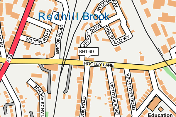 RH1 6DT map - OS OpenMap – Local (Ordnance Survey)